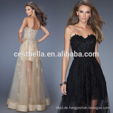 Sexy Schwarz Elfenbein Champagner Lace Lange Abendkleid